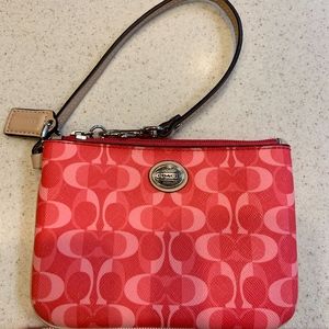 Coach Pink Leather Wristlet